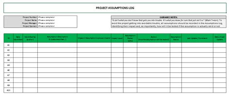 RAID Log Template Excel Download - Project Management Templates