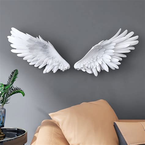 Buy FMXYMC White Angel Wings Art Sculpture, 3D Wall Art Decor, A Pair ...