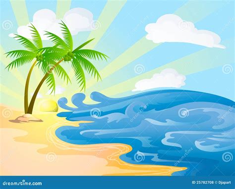 Beach on sunny day stock vector. Illustration of beach - 25782708