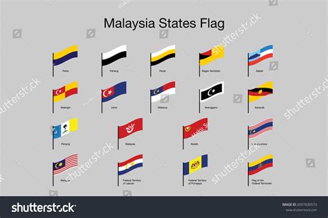 Malaysia States Flag Set Wavy Vector Stock Vector (Royalty Free ...