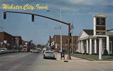 Street Scene in Webster City Iowa Postcard