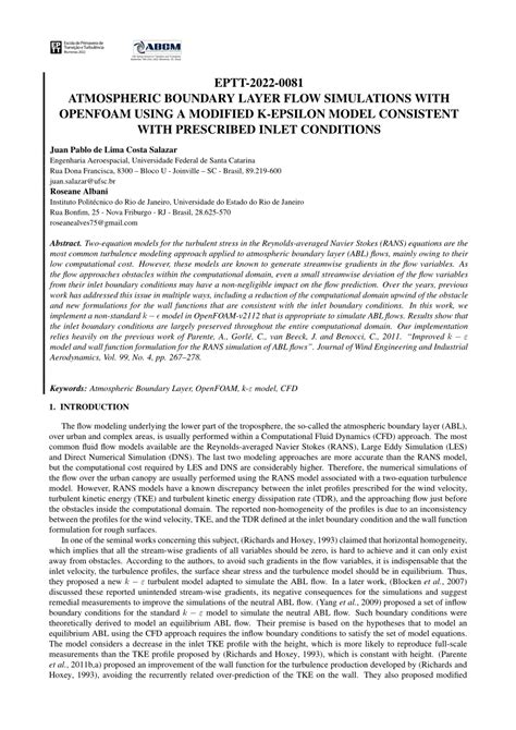 (PDF) Atmospheric boundary layer flow simulations with OpenFOAM using a modified k-epsilon model ...