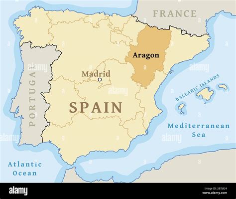 Aragon autonomous community location map within Spain. Vector illustration Stock Vector Image ...