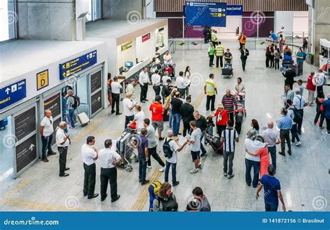 Busy International Arrivals Hall at Galeao Rio De Janeiro International ...