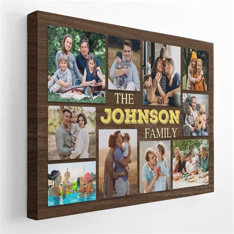 Custom Family Photo, Personalized Name Canvas Wall Art