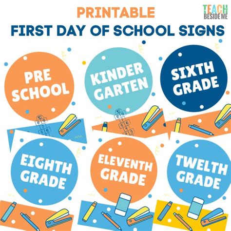 the printable first day of school signs