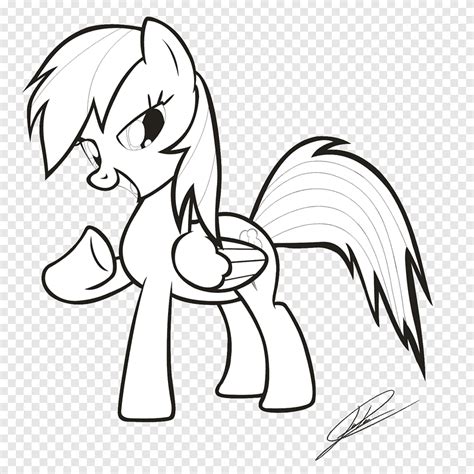 Pony Rainbow Dash Line art Sketch Black and white, black and white rainbow dash, horse, white ...