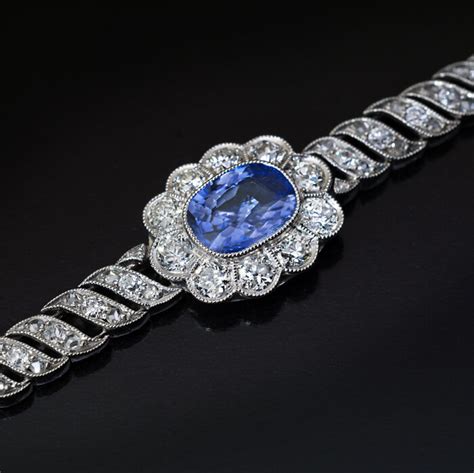 Antique Edwardian Sapphire Diamond Platinum Bracelet - Antique Jewelry | Vintage Rings | Faberge ...