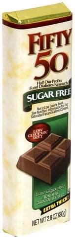 Fifty 50 Low Glycemic, Extra Thick, Almonds Chocolate Bar - 2.8 oz, Nutrition Information | Innit