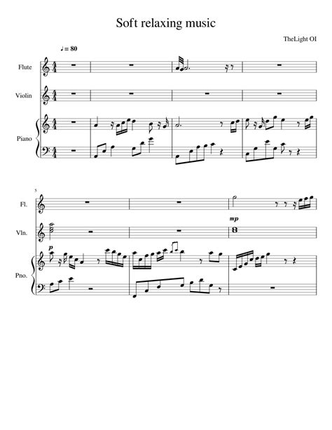 Soft relaxing music sheet music for Flute, Piano, Strings download free in PDF or MIDI