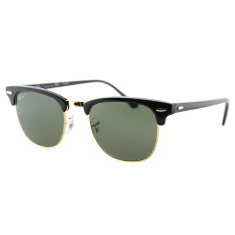 Ray-Ban RB 3016 901/58 Black And Gold Plastic Clubmaster Green Polarized Lens Sunglasses - Free ...