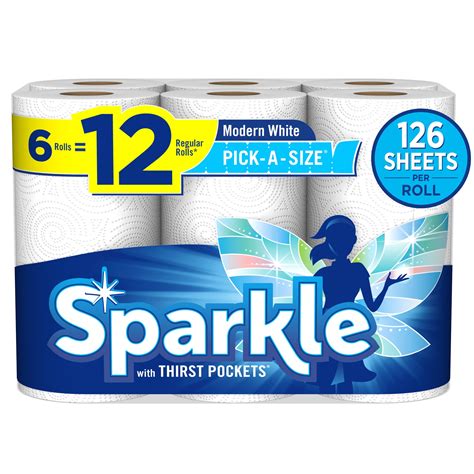 Sparkle Pick-A-Size Paper Towels, 6 Double Rolls - Walmart.com