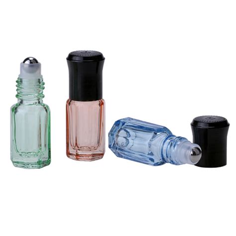 3ml Colorful Octagonal Glass Bottle Roll On Perfume Essential Oil Container, High Quality Roll ...