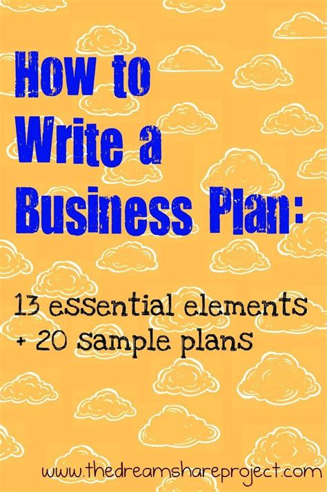 Learn more about the 13 essential elements on how to write a business plan and use the 20 samp ...