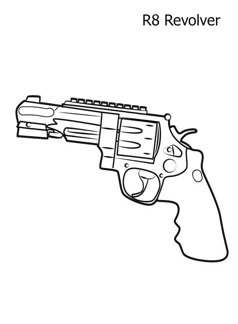 R8 Revolver Gun coloring page - Download, Print or Color Online for Free
