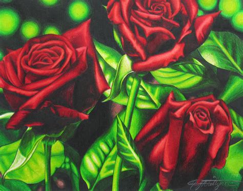 3 Roses - Coloured Pencil Drawing | Colored pencil drawing 1… | Flickr