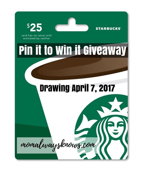 Pin it to Win It $25 Starbucks gift card giveaway- Free to enter on Facebook