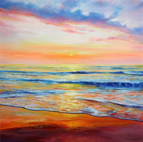 Sunset Seascape - Large seascape oil painting - | Artfinder