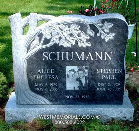 Schumann Custom Design Tree Carving Headstone | West Memorials | Grave headstones, Monument ...