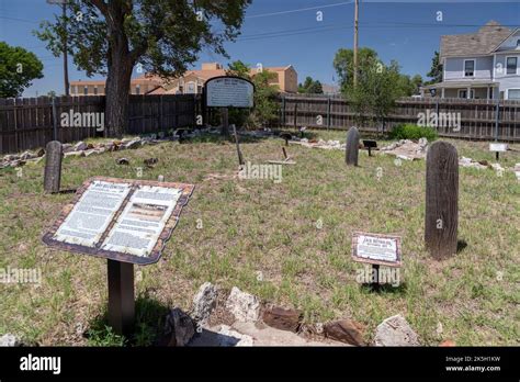 Dodge City, Kansas - Grave markers at Boot Hill Cemetery. The cemetery is now part of the Boot ...