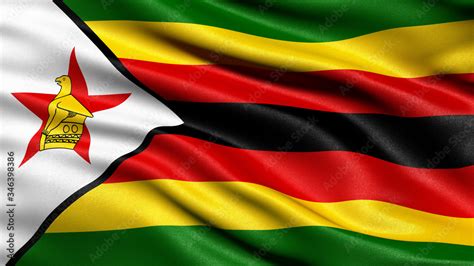 3D illustration of the flag of Zimbabwe waving in the wind. Stock Illustration | Adobe Stock