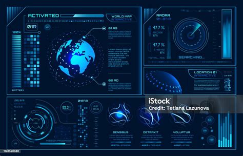 Futuristic Hud Interface Future Hologram Ui Infographic Interactive Globe And Cyber Sky Fi ...