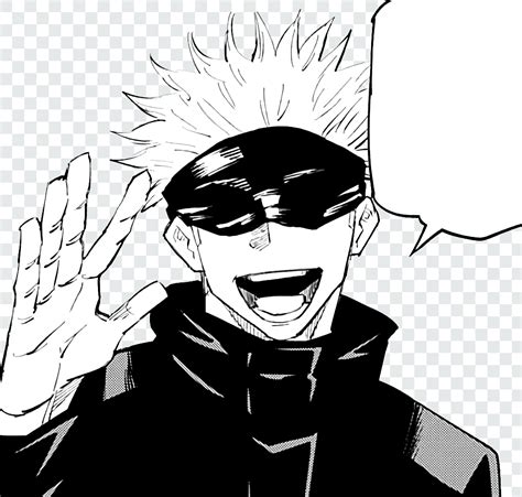 Satoru Gojo Waving and Smiling Manga Transparent PNG Jujutsu Kaisen - PNGAnime