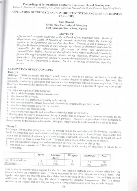 (PDF) APPLICATION OF THEORY X AND Y IN THE EFFECTIVE MANAGEMENT OF ...