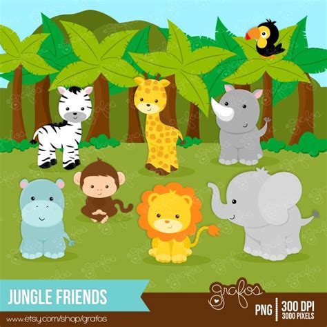 JUNGLE FRIENDS Digital Clipart Animals Clipart Zoo by grafos