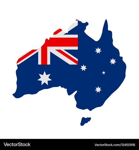 Australian flag on map Royalty Free Vector Image