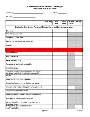 Fillable Online Personnel File Audit Form (081209).xls Fax Email Print ...