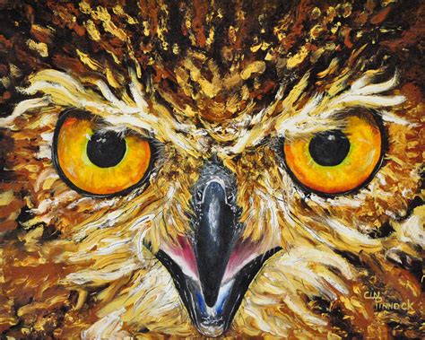 Owl Eyes Oil Painting By Cindy Pinnock | absolutearts.com