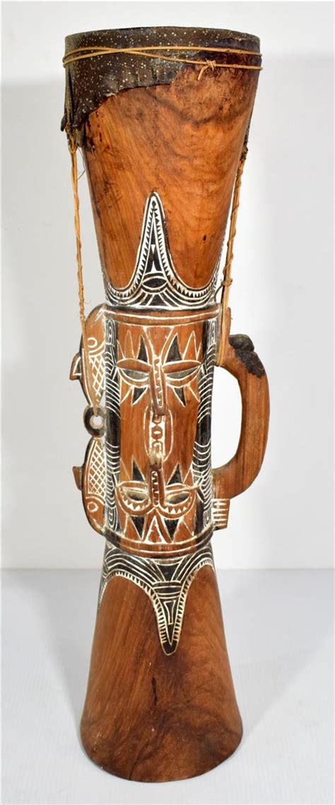 Sold Price: A Kundu Drum with Incised Design, Huon Gulf, Papua New Guinea - September 1, 0120 6: ...