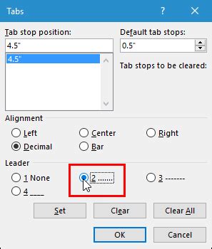 How to Add a Tab Leader to a Tab Stop in Microsoft Word