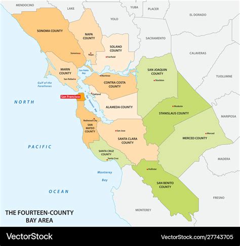 Administrative san francisco bay area map Vector Image