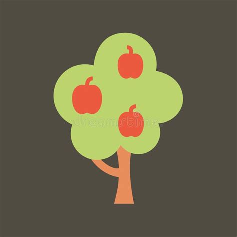 Silhouette Icon Apple Tree. Flat Vector Illustration. Stock Vector ...