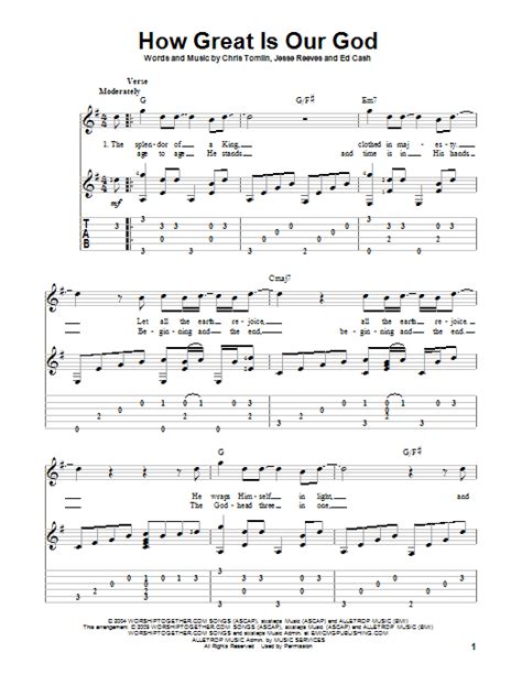 How Great Is Our God by Chris Tomlin Sheet Music for Solo Guitar at Sheet Music Direct