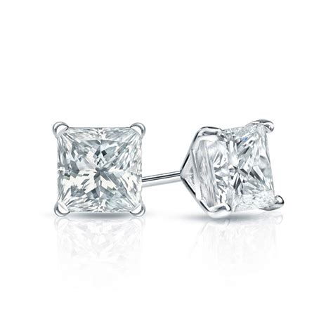 Gorgeous 1ct Princess Cut Diamond Stud Earrings, SI1-VS2, G-H (WOW!)