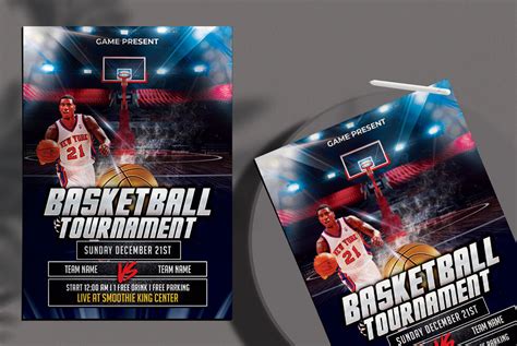 Dark Blue, 3D Modern Basketball Tournament Flyer Template Free Download | Resource Boy