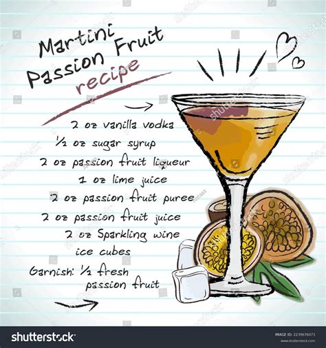 Passion Fruit Martini Cocktail Vector Sketch Stock Vector (Royalty Free ...