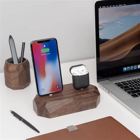 Iphone Charging Station Wooden Charging Organizer Desk - Etsy