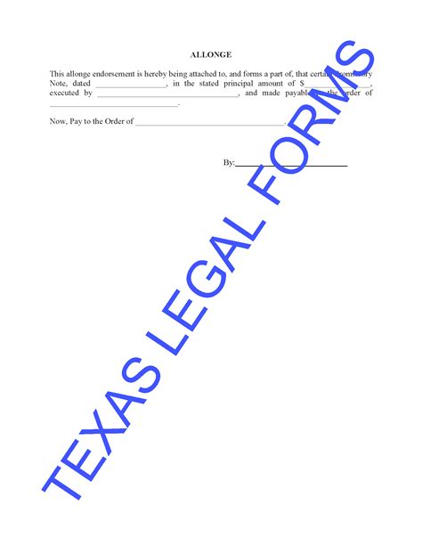 Texas Allonge Form - Download Corporate Legal Forms Online | Texas ...