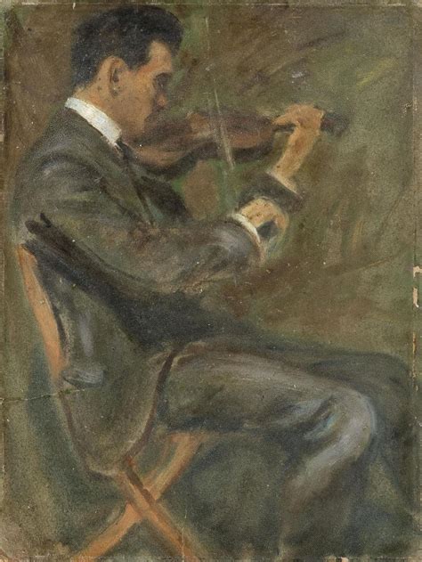 Lot - PAINTING OF A MAN PLAYING THE VIOLIN Unsigned. Oil on board, 12.25" x 9". Unframed.