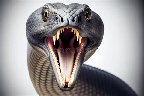 A Close-up Image of a Black Mamba Snake with Its Mouth Open Against a ...