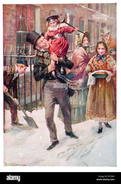 Bob Cratchit and Tiny Tim Illustration from the Novel A Christmas Stock Photo: 66714723 - Alamy