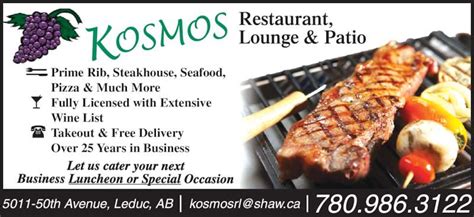 Kosmos Restaurant & Lounge - Opening Hours - 5011 50 Ave, Leduc, AB