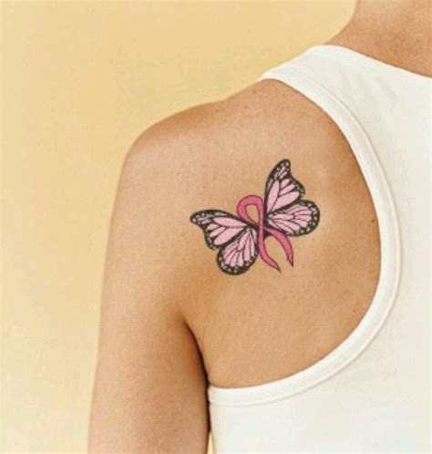 Pink ribbon butterfly | Pink ribbon tattoos, Cancer tattoos, Purple ribbon tattoos