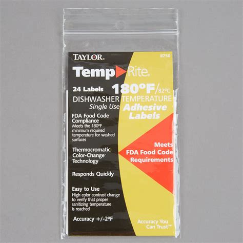 TempRite Single Use Dishwasher 180 Degrees F Test Label - 24/Pack – Kleen Bee
