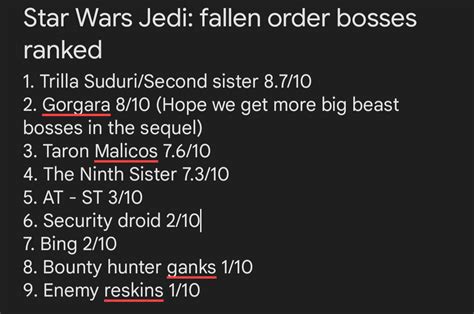 Star wars Jedi: Fallen order bosses ranked : r/FallenOrder