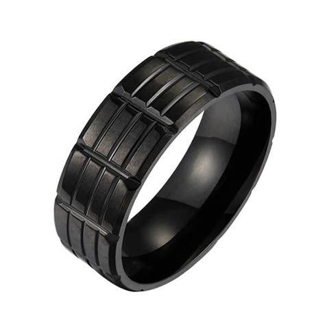 China Classic Men 8mm Black Tungsten Carbide Rings Polished Beveled ...